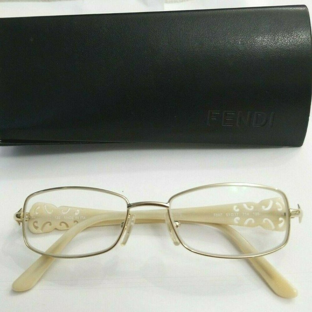 Fendi F897 Full Rim Gold Eyeglasses 51/17 135 Ital